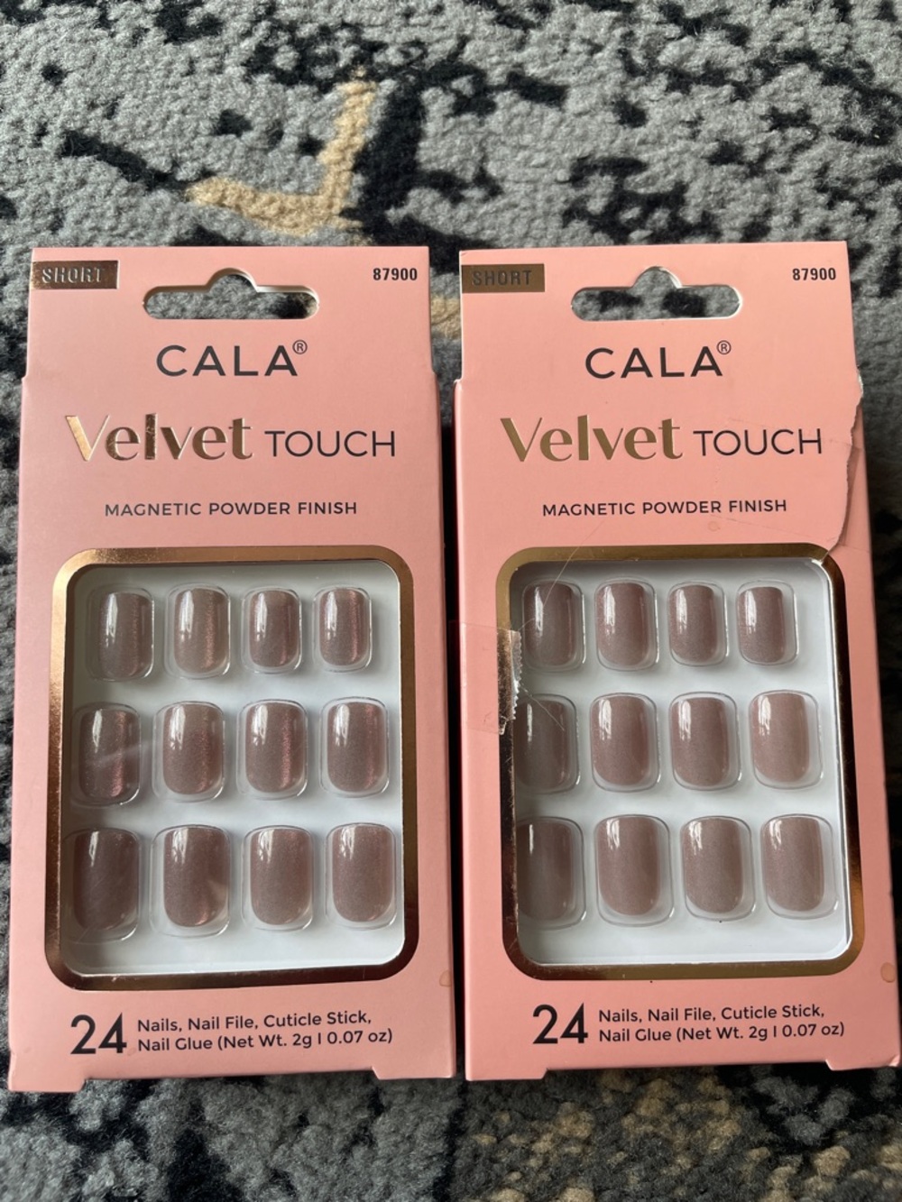 TWO-Velvet Touch Magnetic Powder Finish Press-On Nails - Nude Pink (Each box 24)